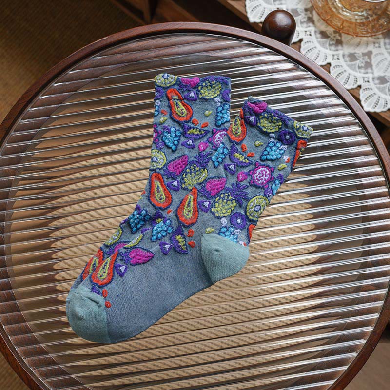 Chaussettes à imprimé fruit (5 paires) - Bleu clair - EU36-40 (US3-7) - image 11