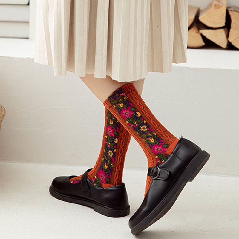 Chaussettes florales style folk (5 paires) - image 4