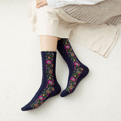 Chaussettes florales style folk (5 paires) - image 3