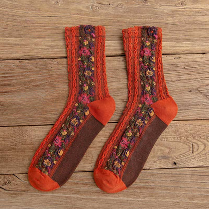 Chaussettes florales style folk (5 paires) - Orange - EU36-40 (US3-7) - image 11