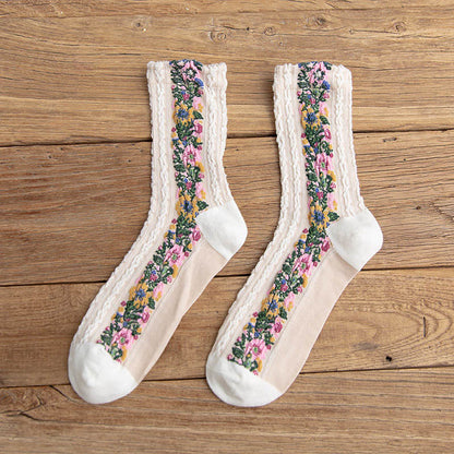 Chaussettes florales style folk (5 paires) - Blanc - EU36-40 (US3-7) - image 15