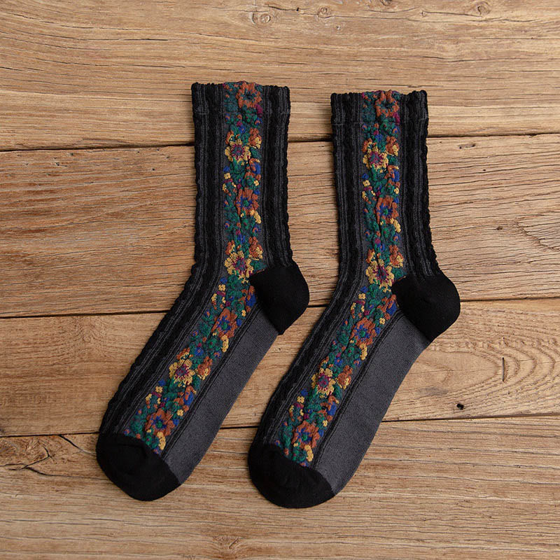 Chaussettes florales style folk (5 paires) - Noir - EU36-40 (US3-7) - image 14