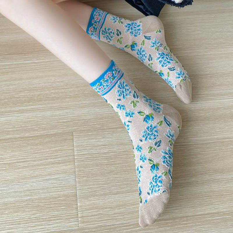 Chaussettes à motif floral en relief (5 paires) - image 4