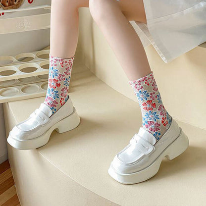 Chaussettes rétro à fleurs sculptées (5 paires) - image 6