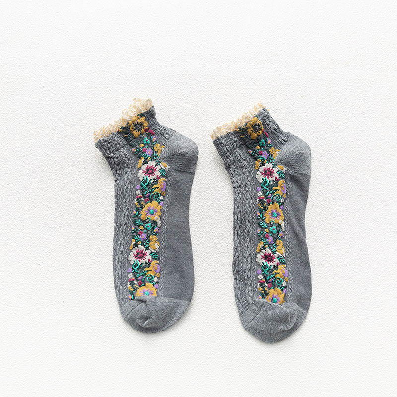 Chaussettes vintage en dentelle (5 paires) - Gris foncé - EU36-40 (US3-7) - image 10
