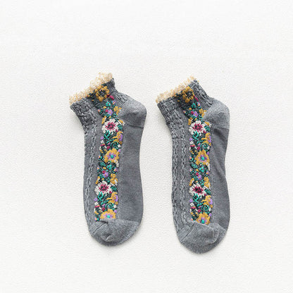 Chaussettes vintage en dentelle (5 paires) - Gris foncé - EU36-40 (US3-7) - image 10