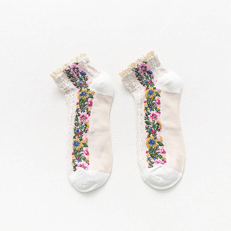 Chaussettes vintage en dentelle (5 paires) - Blanc - EU36-40 (US3-7) - image 9