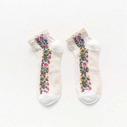 Chaussettes vintage en dentelle (5 paires) - Blanc - EU36-40 (US3-7) - image 9