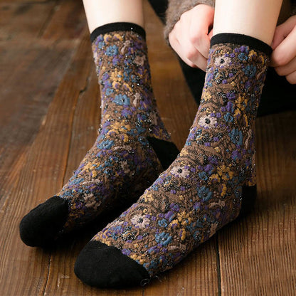 Chaussettes courtes à motifs de plantes et de fleurs (5 paires) - image 7