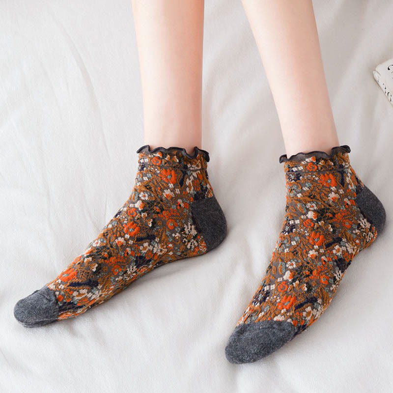 Chaussettes à fleurs style collège (5 paires) - image 5