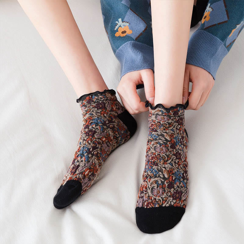 Chaussettes à fleurs style collège (5 paires) - image 6