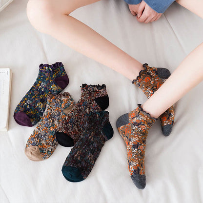 Chaussettes à fleurs style collège (5 paires) - image 7