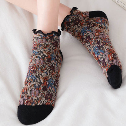 Chaussettes à fleurs style collège (5 paires) - image 3