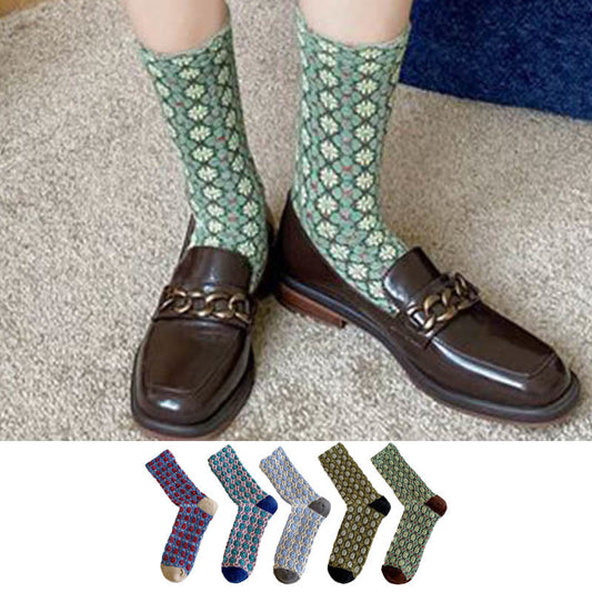 Chaussettes élégantes à fleurs françaises (5 paires)
