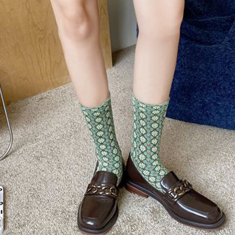 Chaussettes élégantes à fleurs françaises (5 paires)