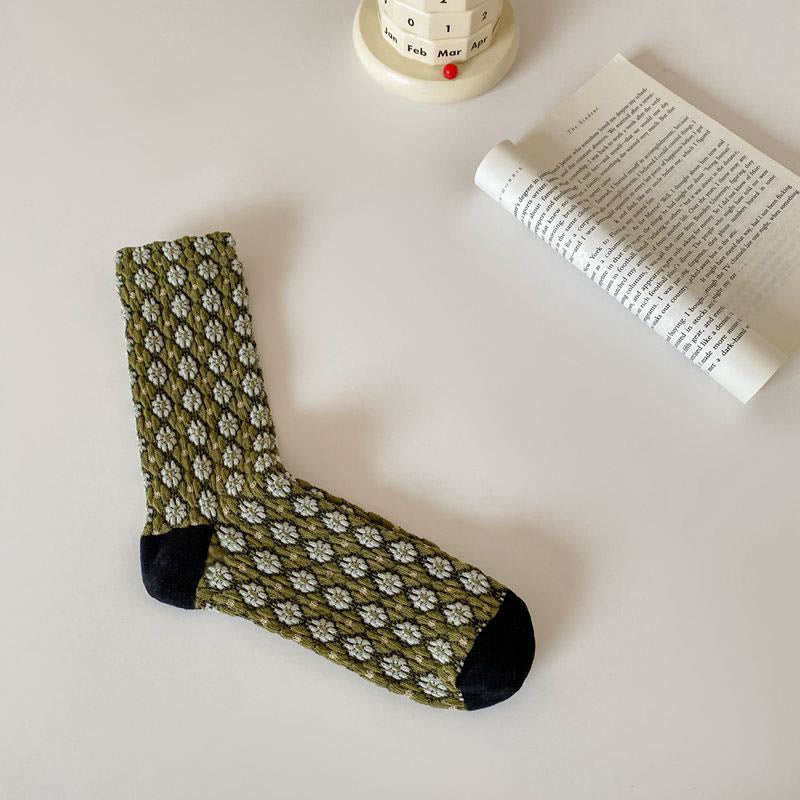 Chaussettes élégantes à fleurs françaises (5 paires) - Vert armée - EU36-40 (US3-7) - image 7