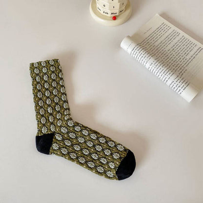 Chaussettes élégantes à fleurs françaises (5 paires) - Vert armée - EU36-40 (US3-7) - image 7