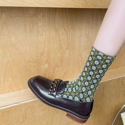 Chaussettes élégantes à fleurs françaises (5 paires)