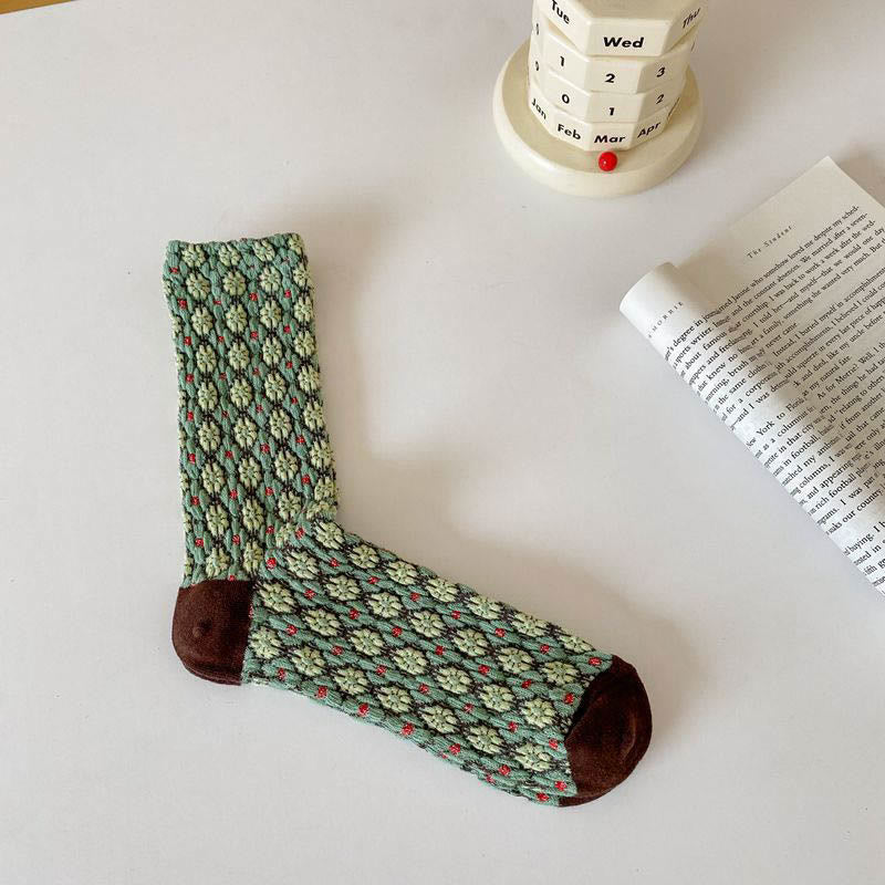Chaussettes élégantes à fleurs françaises (5 paires) - Vert clair - EU36-40 (US3-7) - image 9