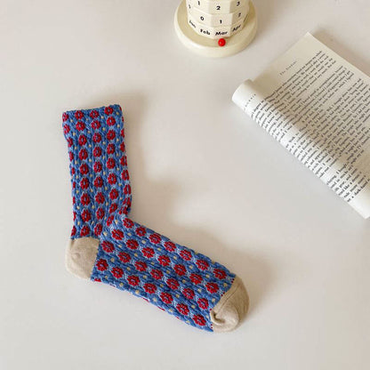 Chaussettes élégantes à fleurs françaises (5 paires) - Violet - EU36-40 (US3-7) - image 10