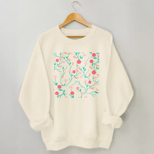 Sweat-shirt à fleurs rouges et roses grande taille - Abricot - 3XL - image 0