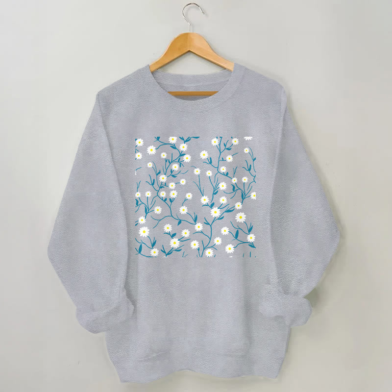 Sweat-shirt blanc à motif marguerites grande taille - Gris - 3XL - image 1