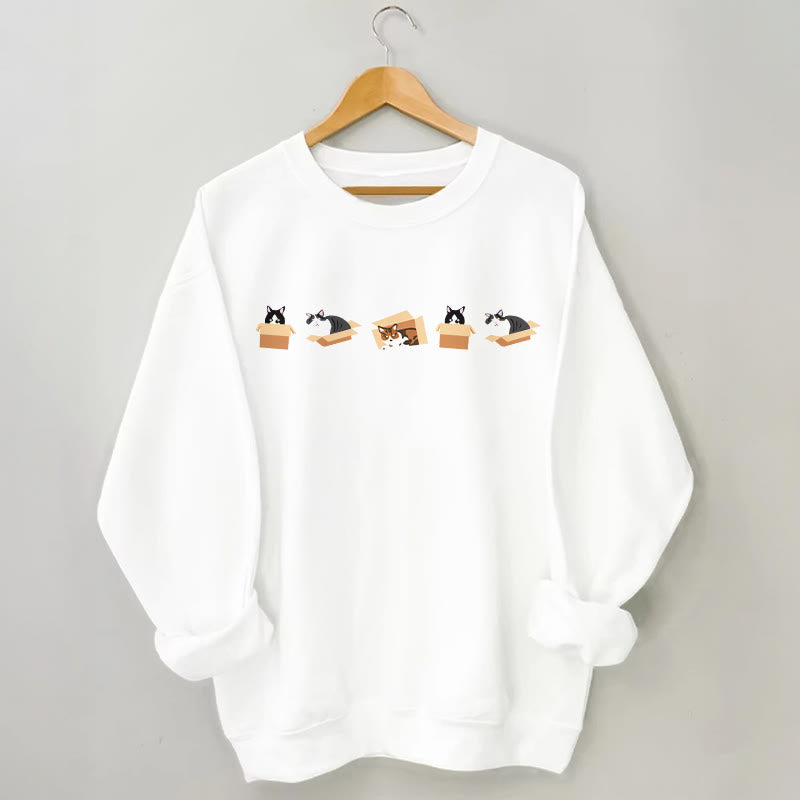 Sweat-shirt Box Cat grande taille - Blanc - 3XL - image 3