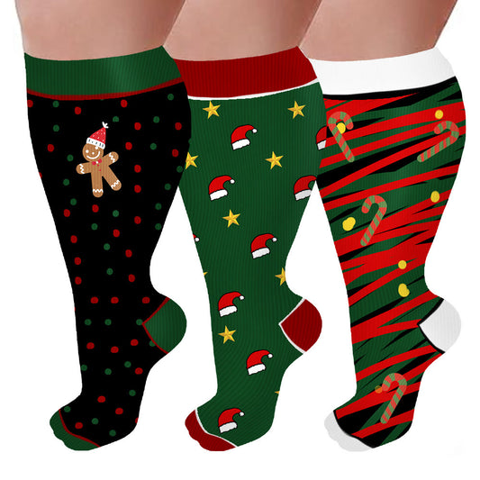 Chaussettes de compression à pois grande taille motif bonhomme en pain d'épices