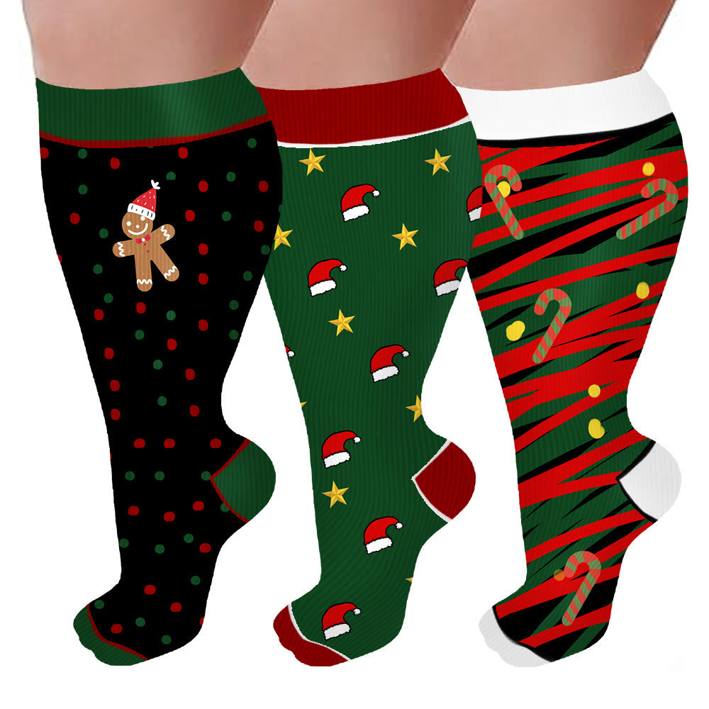 Chaussettes de compression à pois grande taille (3 paires) - Multicolore - 4XL - image 1