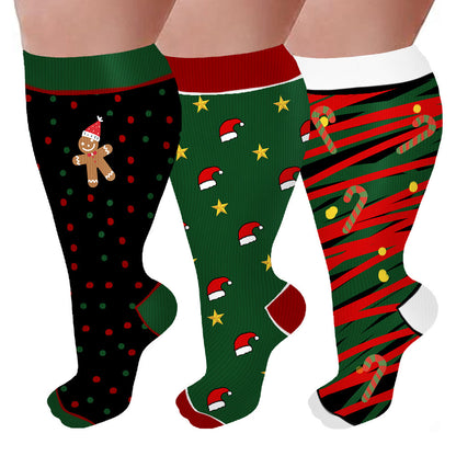 Chaussettes de compression à pois grande taille (3 paires) - Multicolore - 4XL - image 1