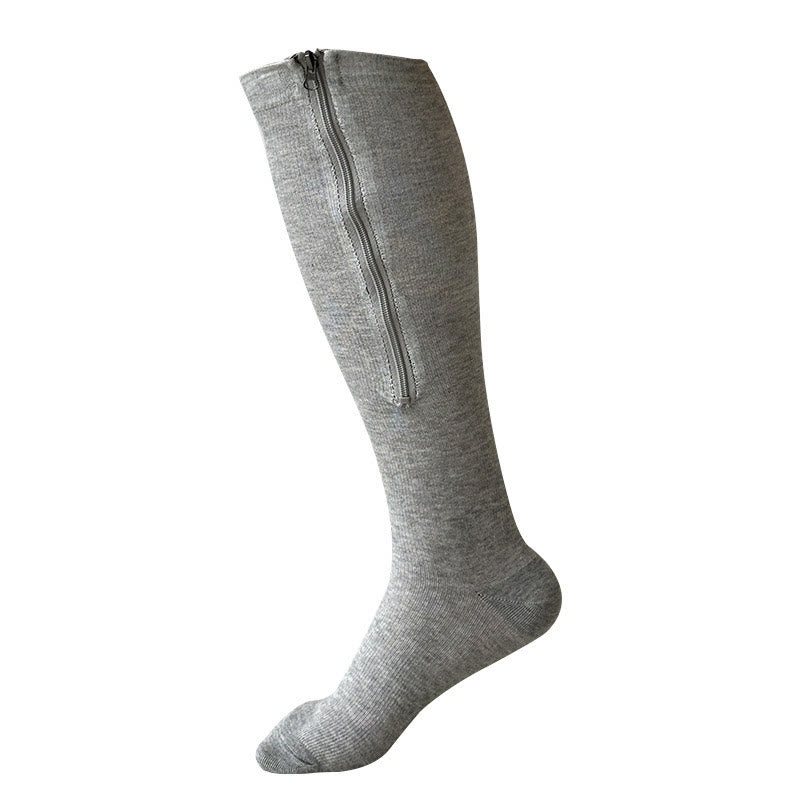 Chaussettes de compression à fermeture éclair, couleur unie, grandes tailles 2XL à 7XL - Gris - 7XL - image 5