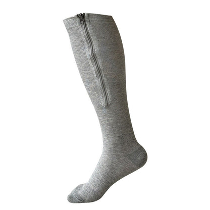 Chaussettes de compression à fermeture éclair, couleur unie, grandes tailles 2XL à 7XL - Gris - 7XL - image 5