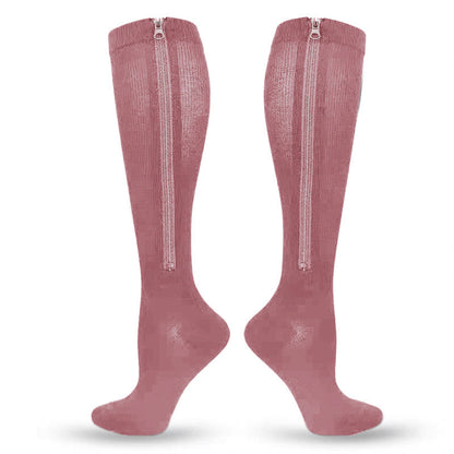 Chaussettes de compression à fermeture éclair de couleur unie, grandes tailles (2XL-7XL)