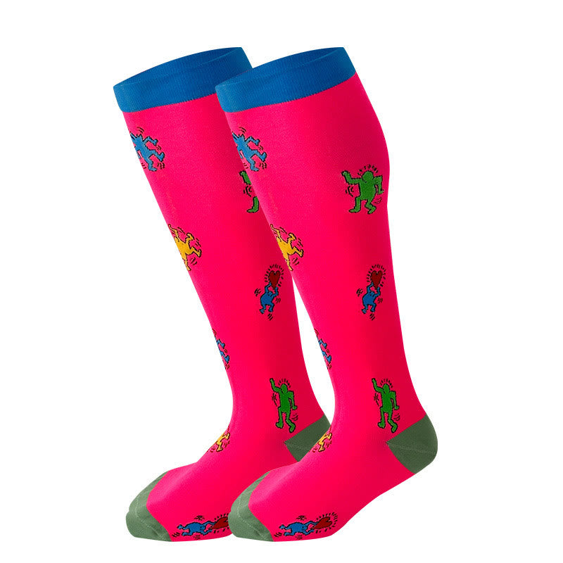 Chaussettes de compression Plusock grandes tailles à motifs amusants , 2XL à 7XL - Fuchsia - 7XL - image 3