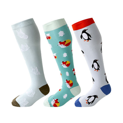 Chaussettes de compression Plusock Grande Taille Pingouin Renard 2XL- 7XL (3 paires) - image 1