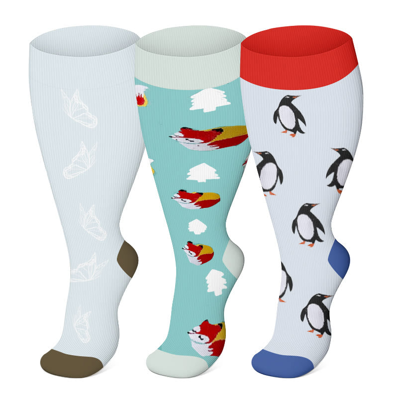Chaussettes de compression Plusock Grande Taille Pingouin Renard 2XL- 7XL - image 0