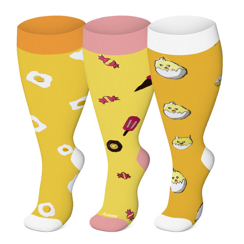 Chaussettes de compression Plusock Plus Size Yellow Series , 2XL à 7XL - image 0