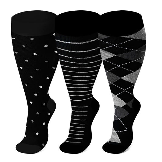 Chaussettes de compression à motif losange grandes tailles 2XL à 7XL - image 0
