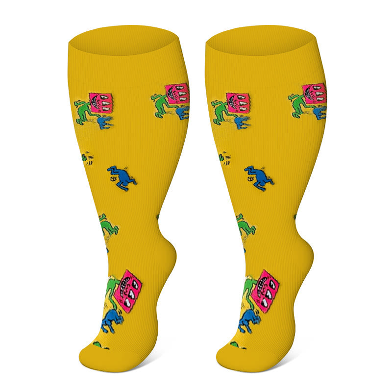Chaussettes de compression Plusock grandes tailles à motifs amusants, 2XL à 7XL (3 paires) - image 7