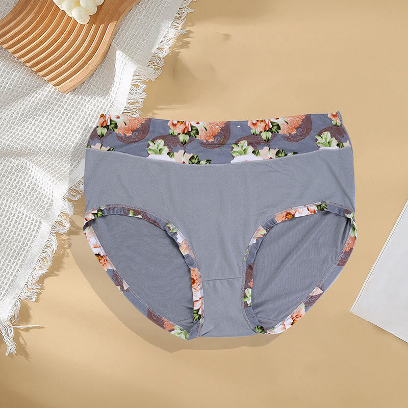 Culotte unie à imprimé floral (paquet de 6) - Gris - 4XL - image 3