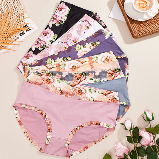 Culotte unie à imprimé floral (paquet de 6) - Multicolore - 4XL - image 0