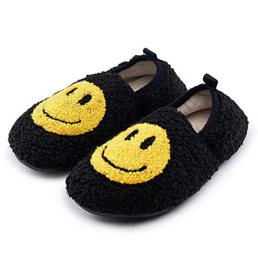Chaussons mignons grande taille avec visage souriant - Noir - EU50-51 (US15-16) - image 0