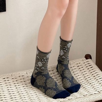 Chaussettes rétro à motif diamant (5 paires)