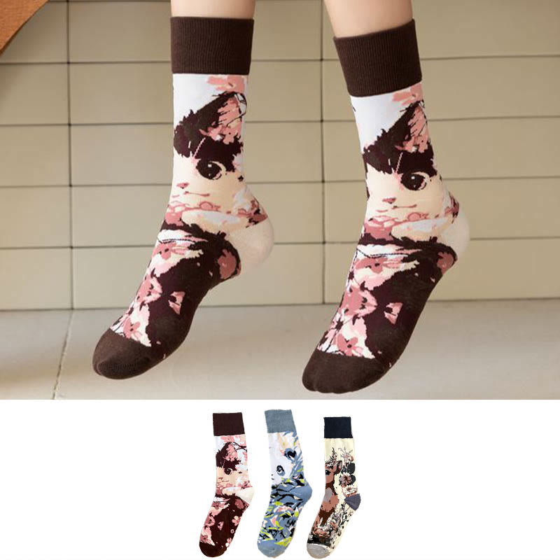 Chaussettes courtes à motifs d'animaux de dessin animé (6 paires) - Multicolore - EU36-40 (US3-7) - image 1