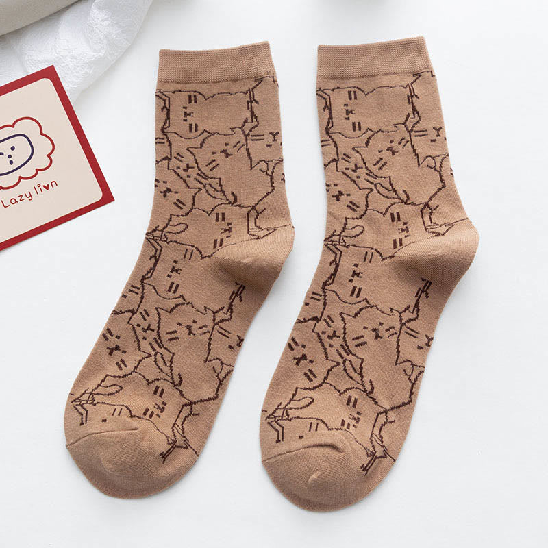 Chaussettes Line Cat Quarter (5 paires) - Café - EU36-40 (US3-7) - image 13