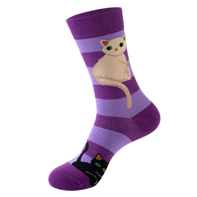 Chaussettes Panda Dog Cat Quarter (5 paires) - Violet - EU36-40 (US3-7) - image 6