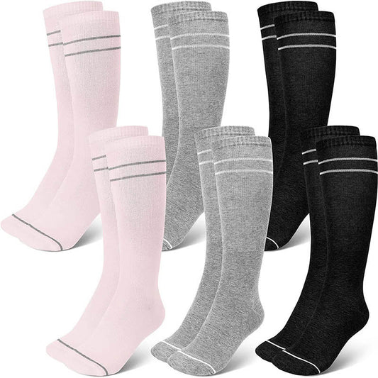 Chaussettes de compression de couleur unie à double barre (6 paires)
