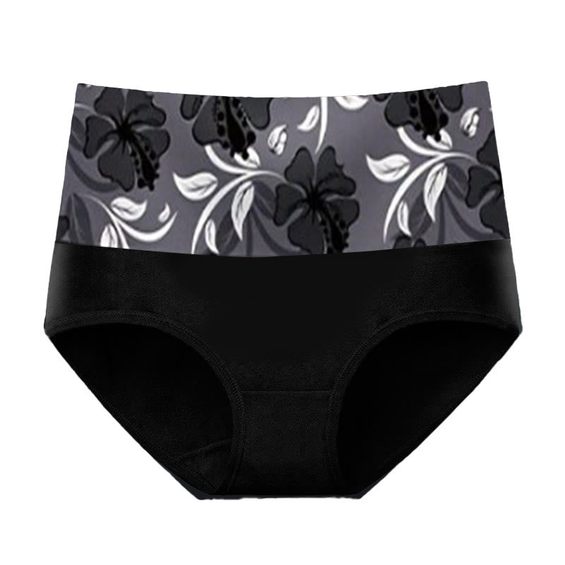 Culottes grande taille à fleurs de couleur pure (lot de 3) - Noir - 5XL - image 7