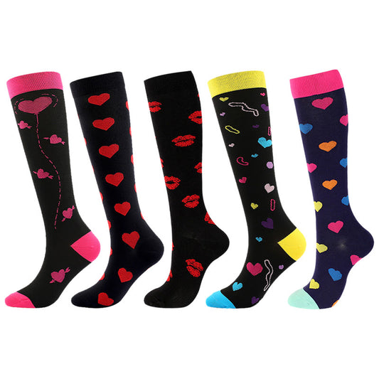 Chaussettes de compression à lèvres rouges (5 paires) - Multicolore - S/M - image 0