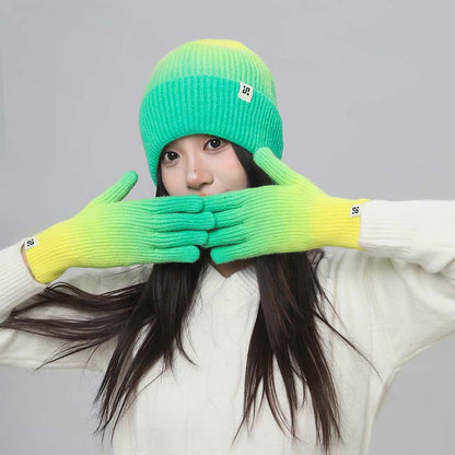 Ensemble 2 en 1 de gants et bonnets de couleur dégradée - image 2